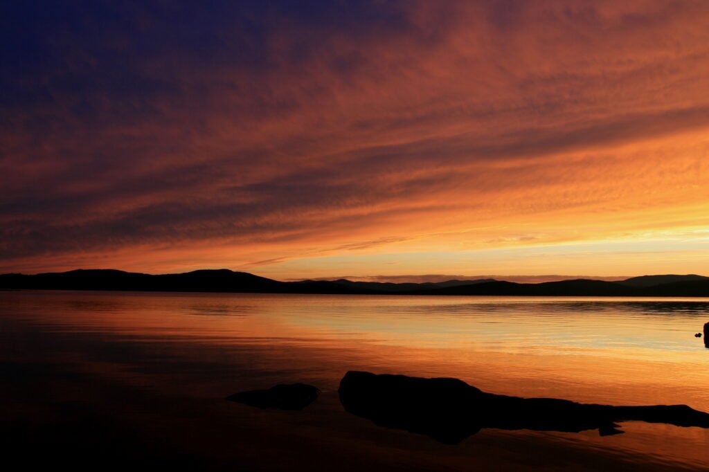 Orange Sunset Reflections on Lake Umbagog